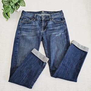 7 For All Mankind Skinny Crop & Roll Ankle Jean Size 25